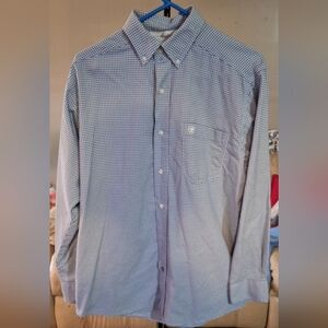 Ariat Pro Series Men's white and blue checkered long sleeve casual button up